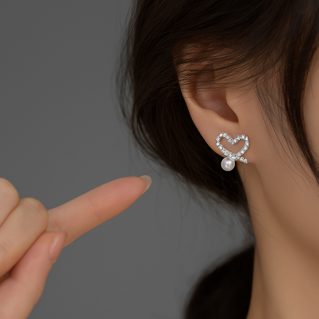 PEARL Herz Ohrringe mit Zirkon